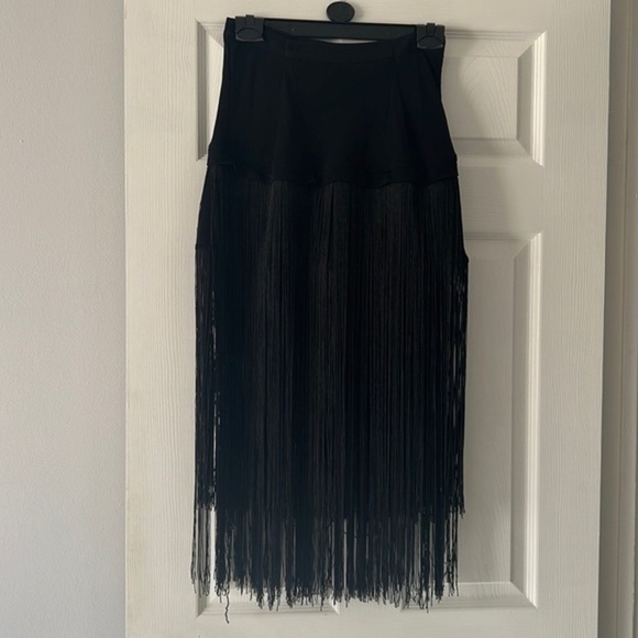 H&M Dresses & Skirts - SOLD- Black  Fringe Skirt